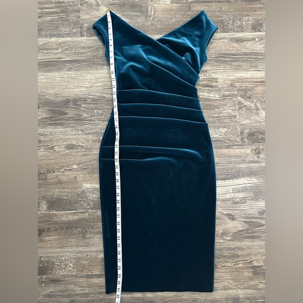 Chiara Boni La Petite Robe Velvet Dress In Teal Size 4 - Picture 3 of 7